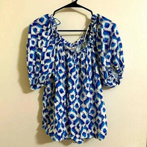 NWT Knox Rose Geometric Tie Blouse